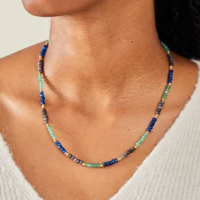 Real Gold Plated Z Stone And Bead Necklace