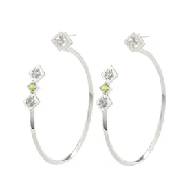 Reconceptions Two-Way Hoops - Rhodium - Blue