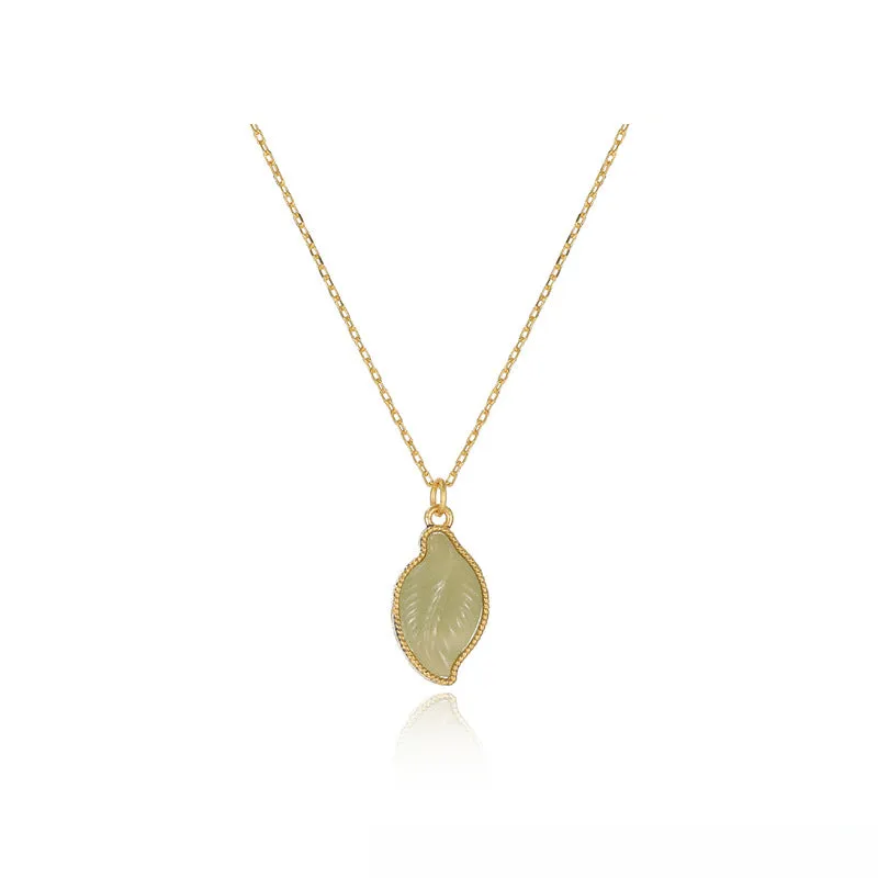 Retro Hotan Jade Pendant Necklace with 925 Silver Chain