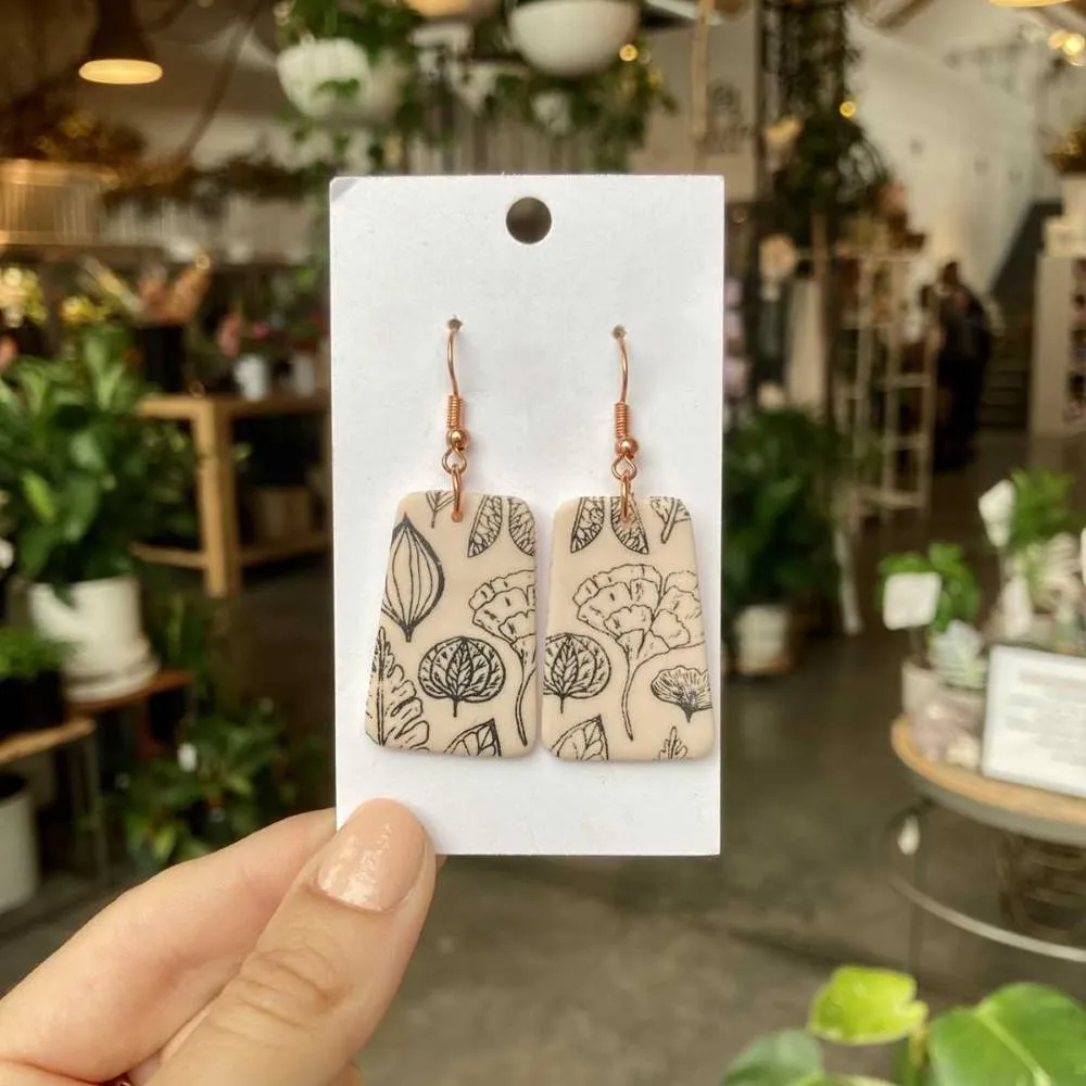 Rivergirl Curiosities | Plant Print Polymer Clay Earrings