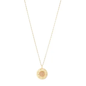 Rose Quartz & Gold Astronomy Circle Pendant Necklace