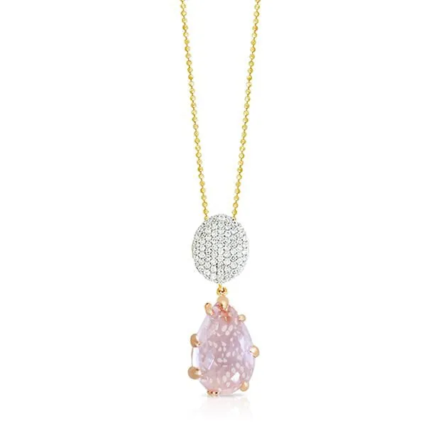 Rose Quartz and Diamond Pendant Necklace
