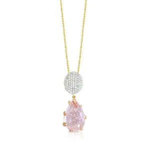 Rose Quartz and Diamond Pendant Necklace