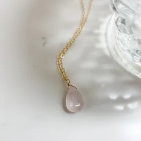 Rose Quartz Teardrop Necklace