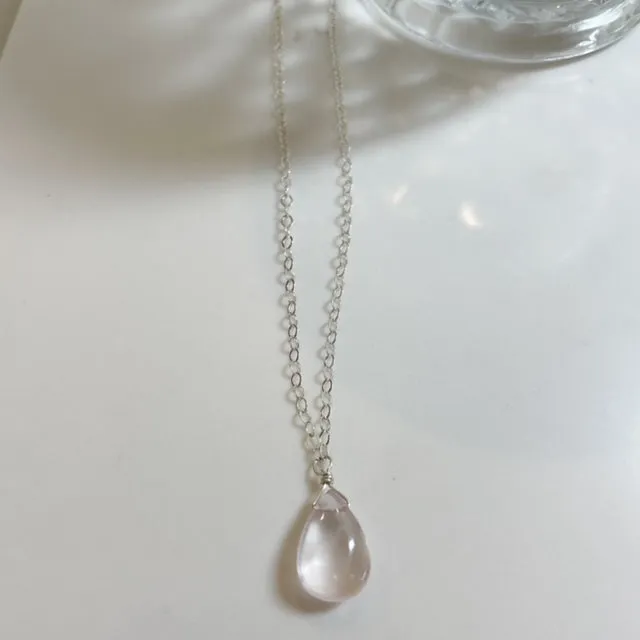 Rose Quartz Teardrop Necklace