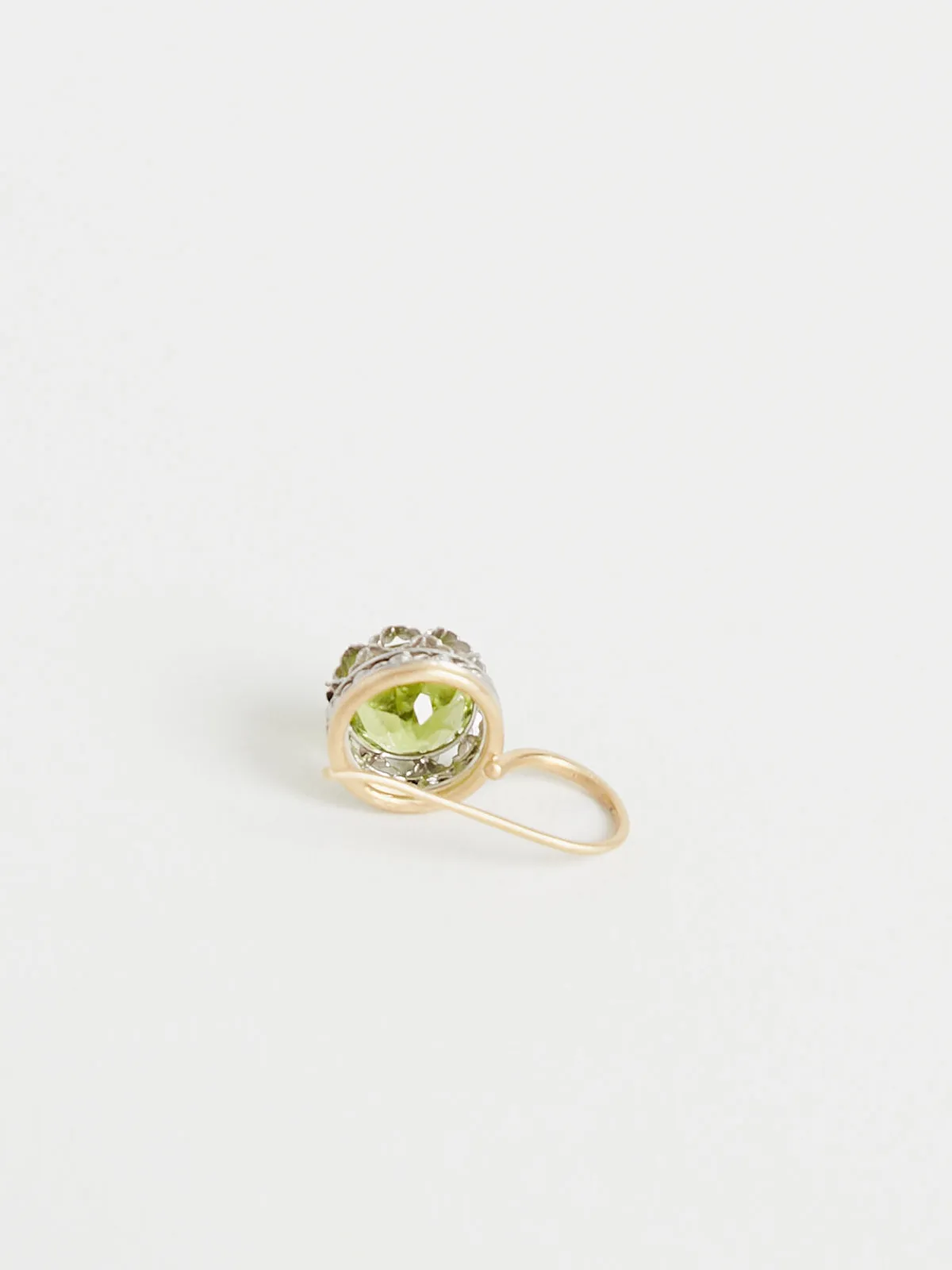 Round Lacy 8mm Faceted Peridot Earrings in 18k Yellow Gold and Platinum