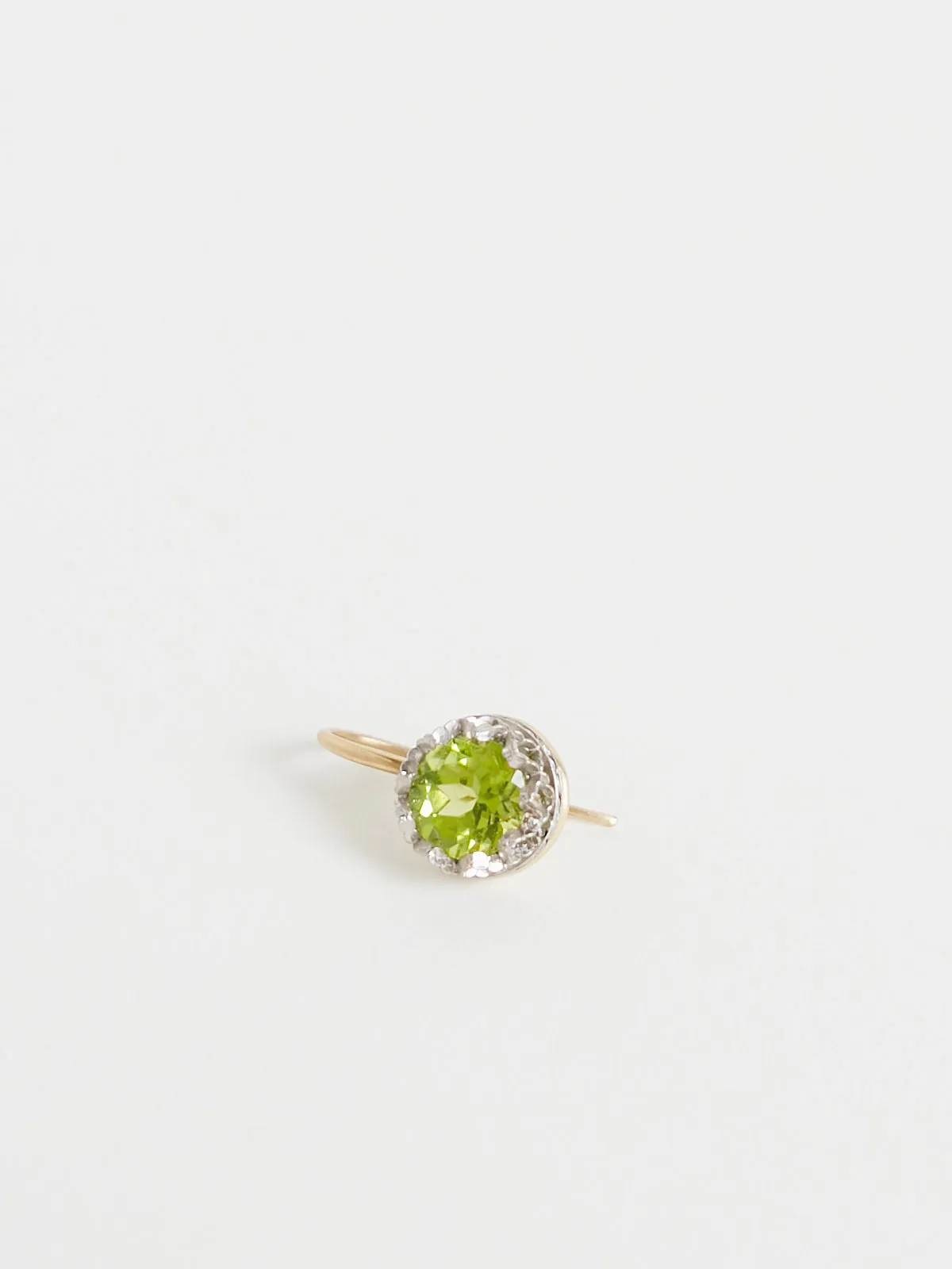 Round Lacy 8mm Faceted Peridot Earrings in 18k Yellow Gold and Platinum