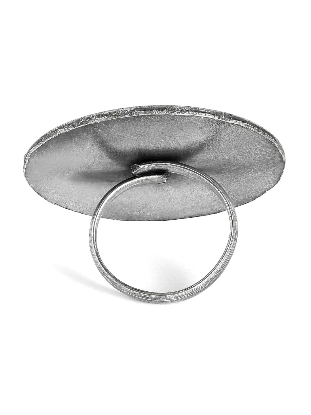 Rubans Oxidised Silver-Plated Floral Filigree Handcrafted Adjustable Finger Ring