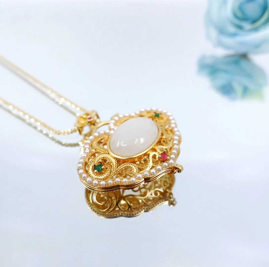 Ruyi Locket Necklace - Jade