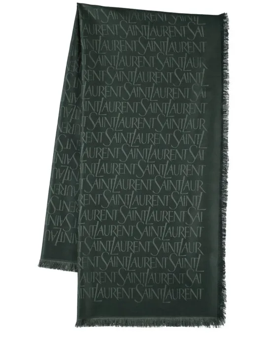 Saint Laurent   Light silk &amp; wool jacquard scarf 