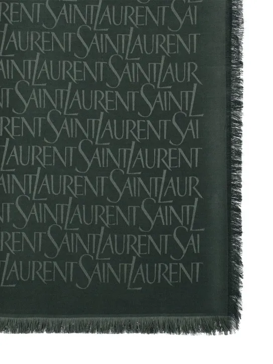 Saint Laurent   Light silk &amp; wool jacquard scarf 
