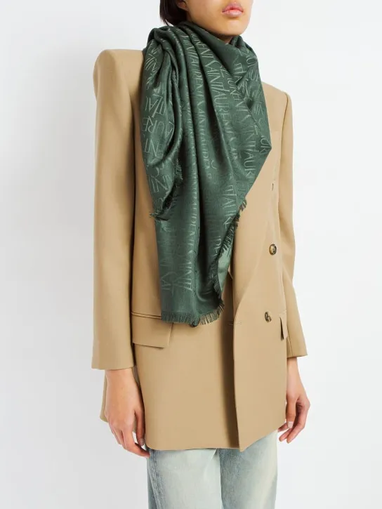 Saint Laurent   Light silk &amp; wool jacquard scarf 