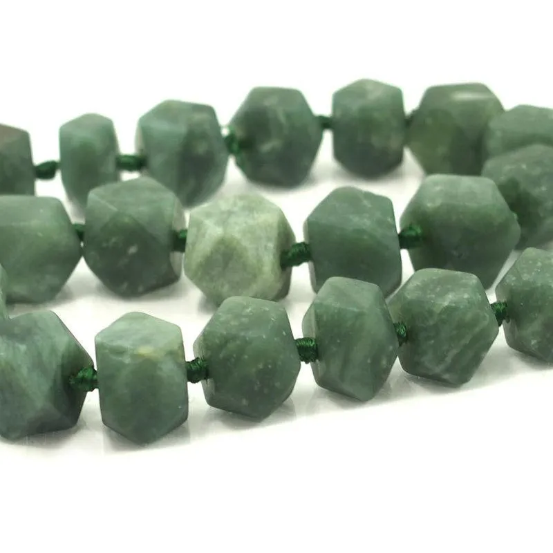 Serpentine (Afghan Jade) Faceted Cube Strand