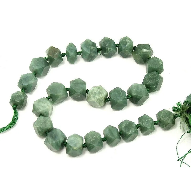 Serpentine (Afghan Jade) Faceted Cube Strand