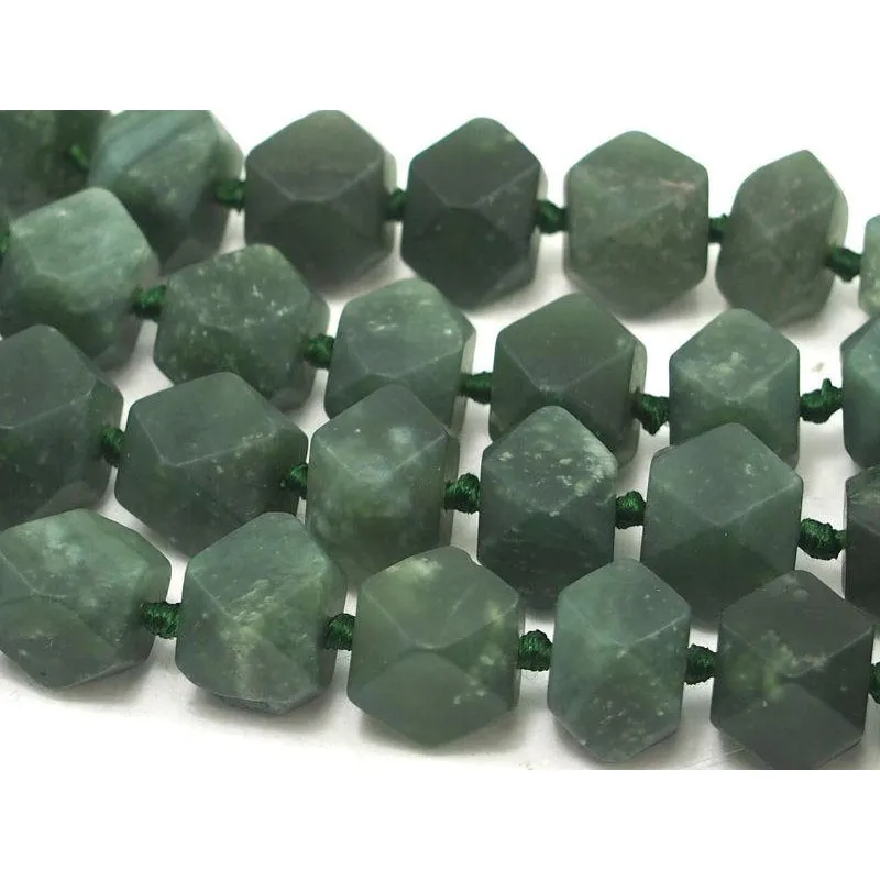Serpentine (Afghan Jade) Faceted Cube Strand