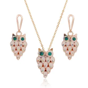 SET643 - Opal Owl Necklace Set