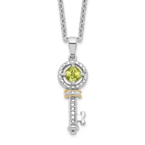 Shey Couture Sterling Silver & 14K Gold Peridot And Diamond Key Necklace