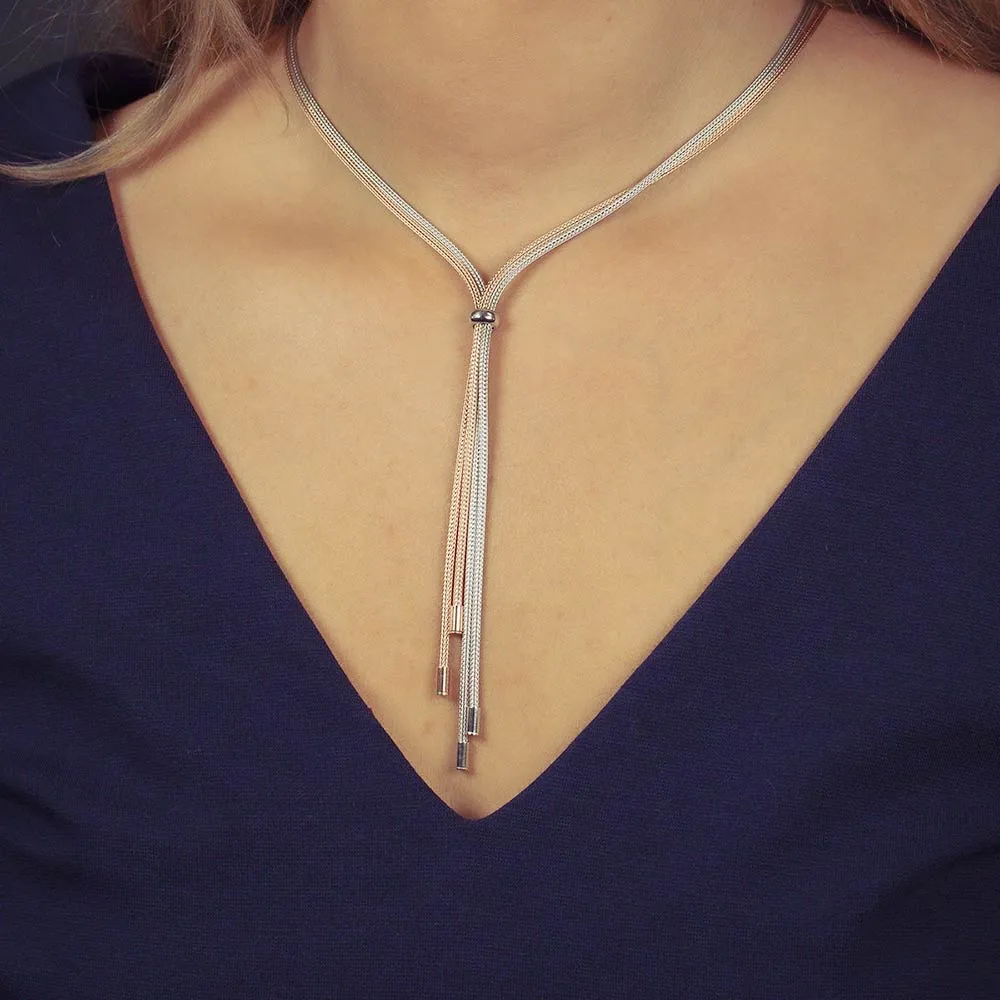 Silver & Rose Gold Vermeil Woven Strands Necklace