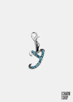 Silver Blue Initial Y Dangle Charm