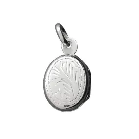 Silver Etched Oval Locket