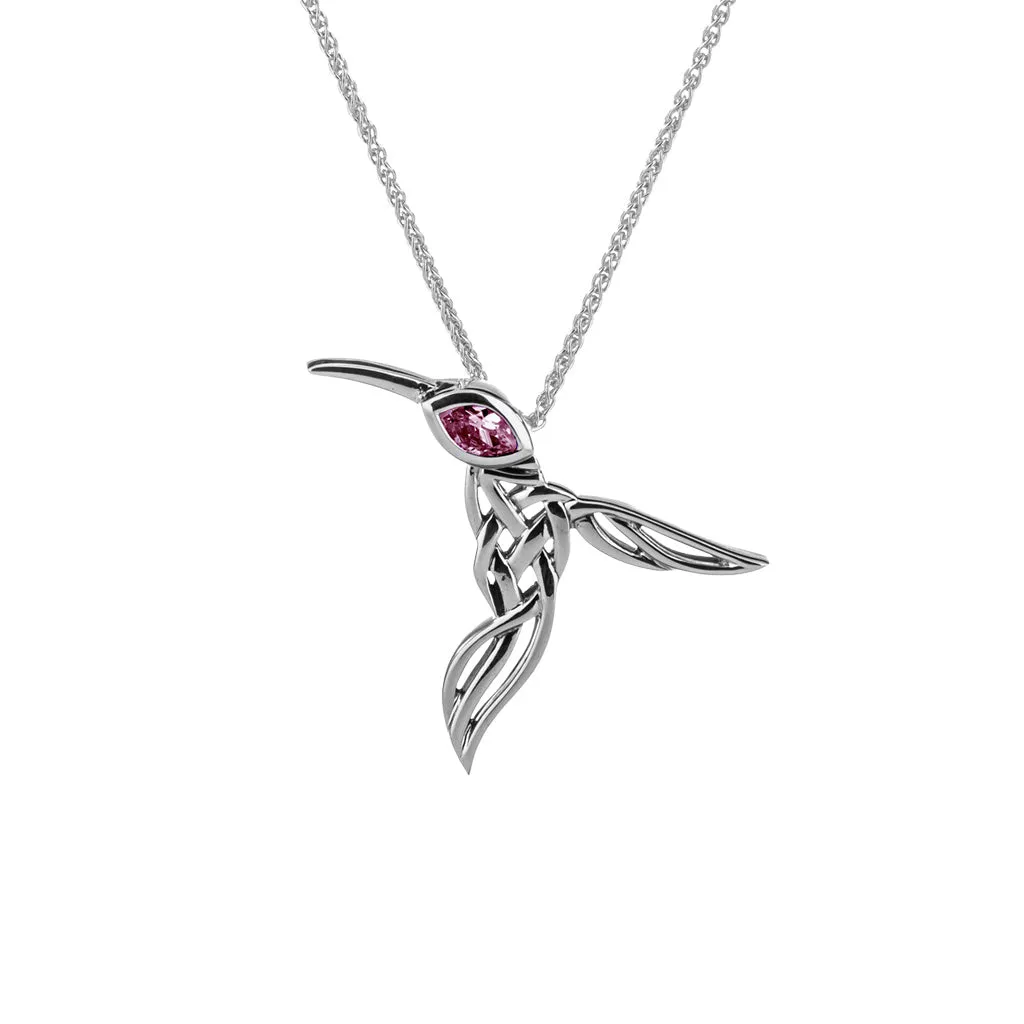 Silver Hummingbird Pendant -Amethyst/Topaz/Peridot/Rhodolite