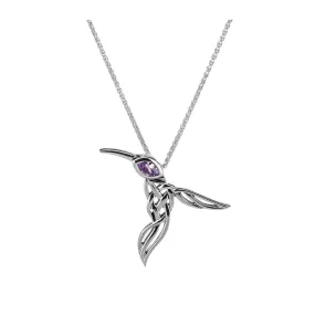 Silver Hummingbird Pendant -Amethyst/Topaz/Peridot/Rhodolite