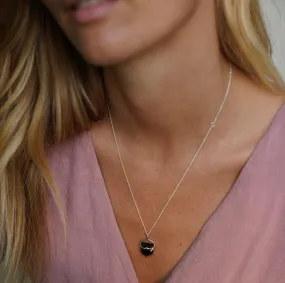 Silver Necklace with Black Obsidian Crystal