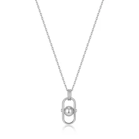 Silver Orb Link Drop Pendant Necklace