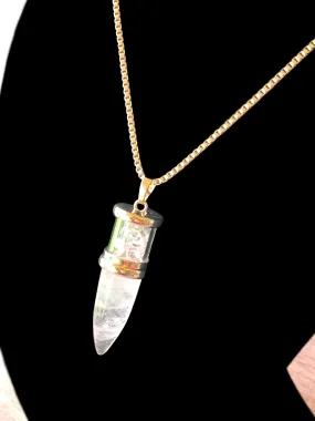 🔴SOLD🔴 Noah Handmade Clear Quartz "Bullet" Pendant on a 22" Boxchain Necklace