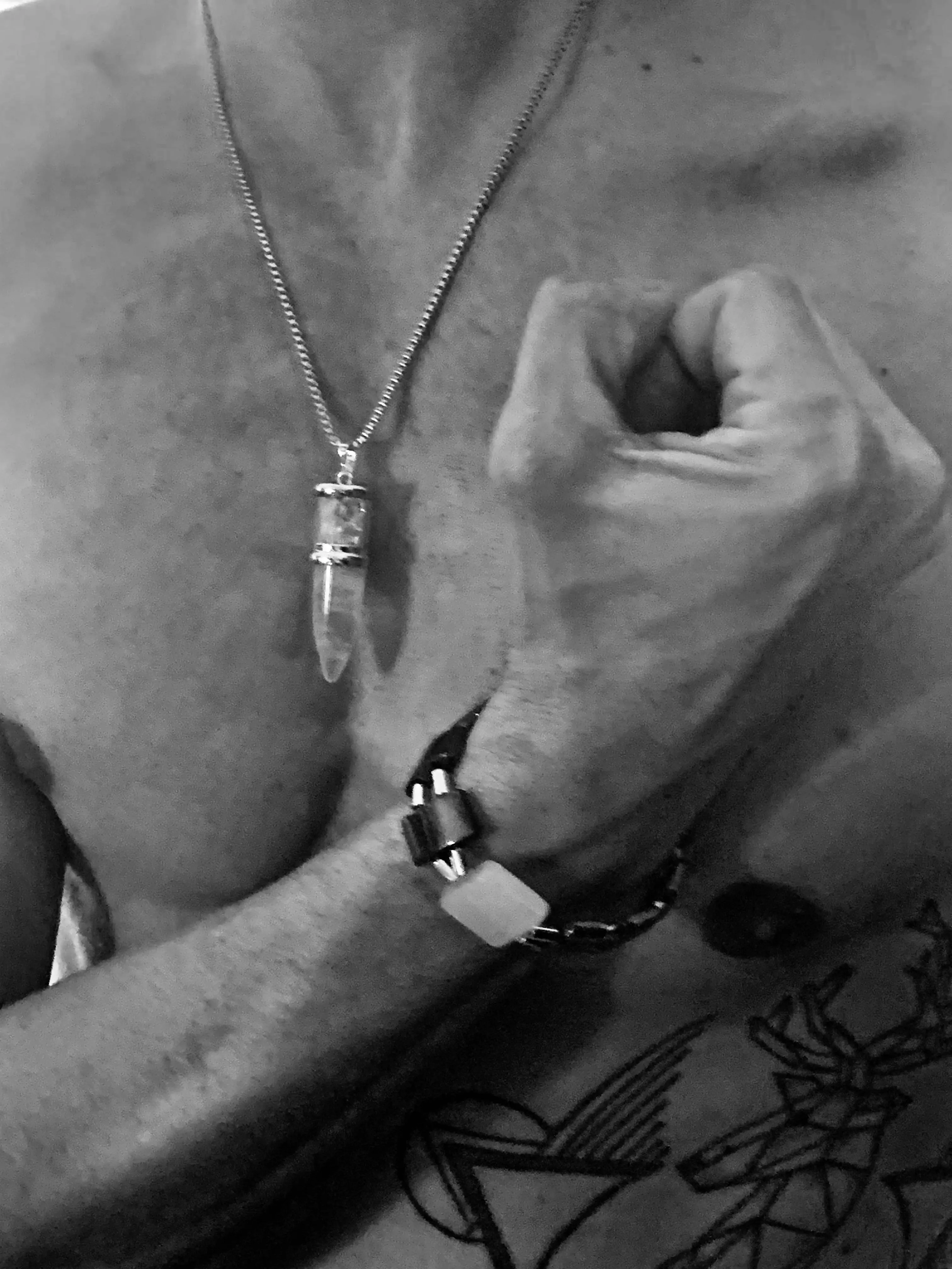 🔴SOLD🔴 Noah Handmade Clear Quartz "Bullet" Pendant on a 22" Boxchain Necklace