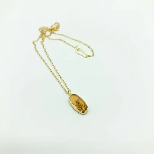 Solid 18k Gold Petite Dendritic Quartz Necklace