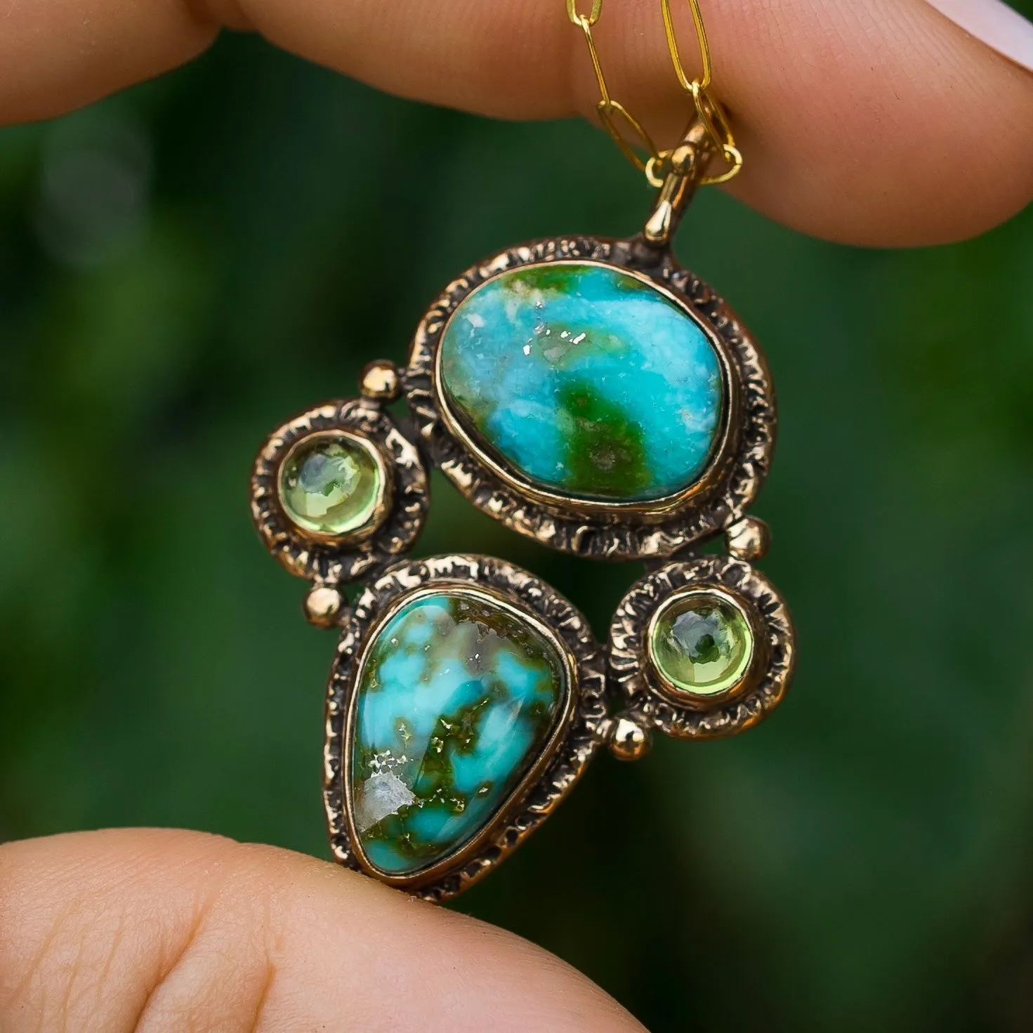 Sonoran Gold Turquoise & Peridot Pendant