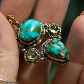 Sonoran Gold Turquoise & Peridot Pendant