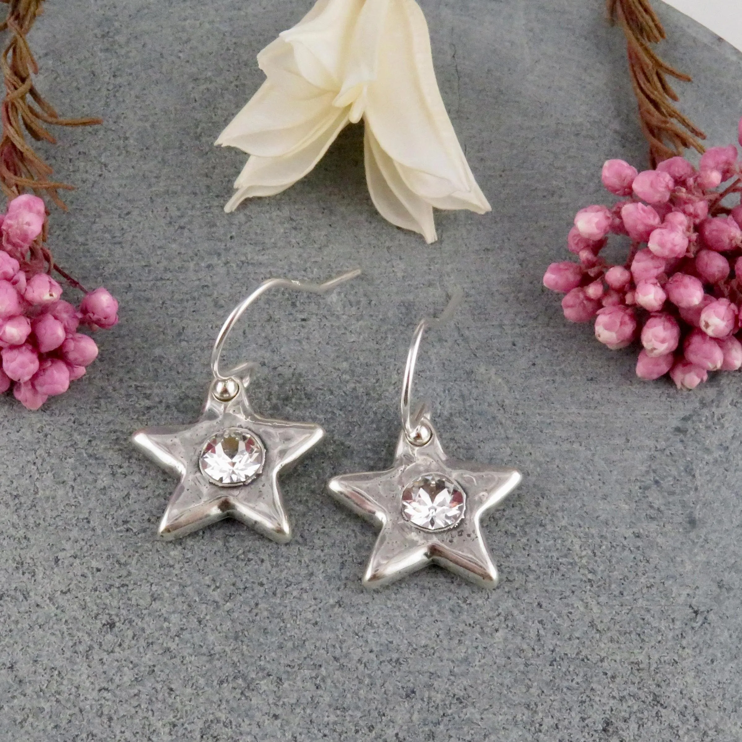 Sparkling Silver Stars Earrings
