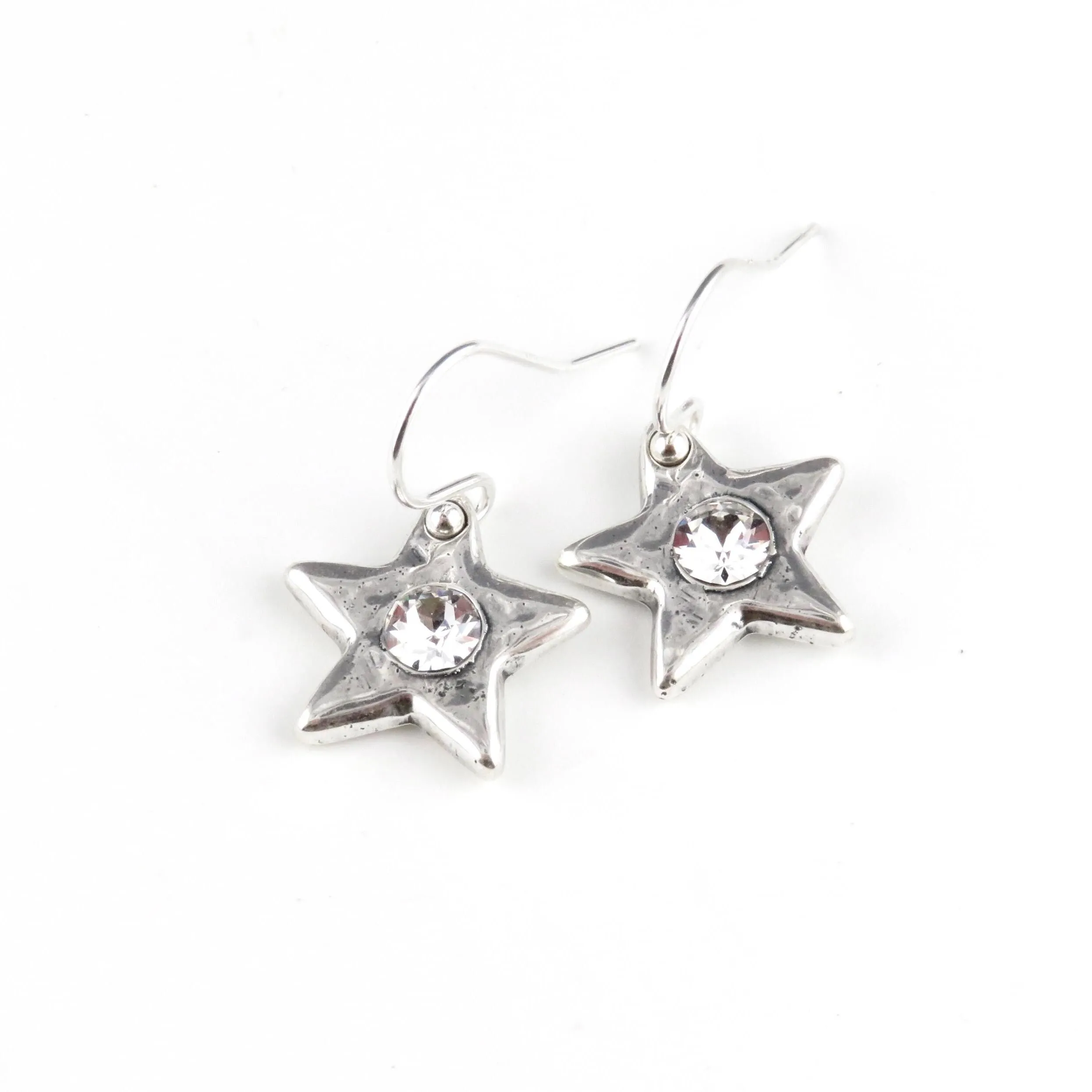 Sparkling Silver Stars Earrings