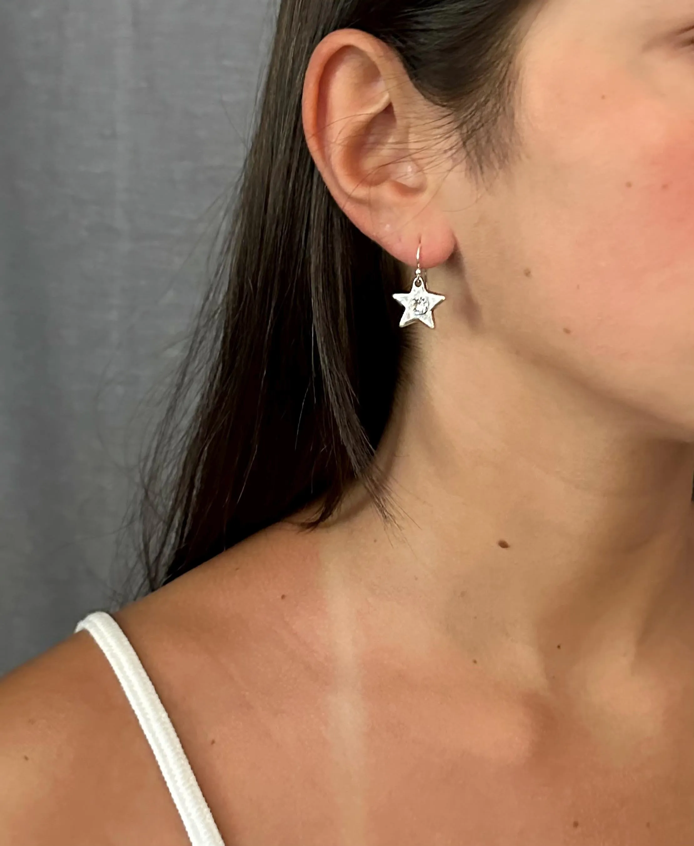 Sparkling Silver Stars Earrings