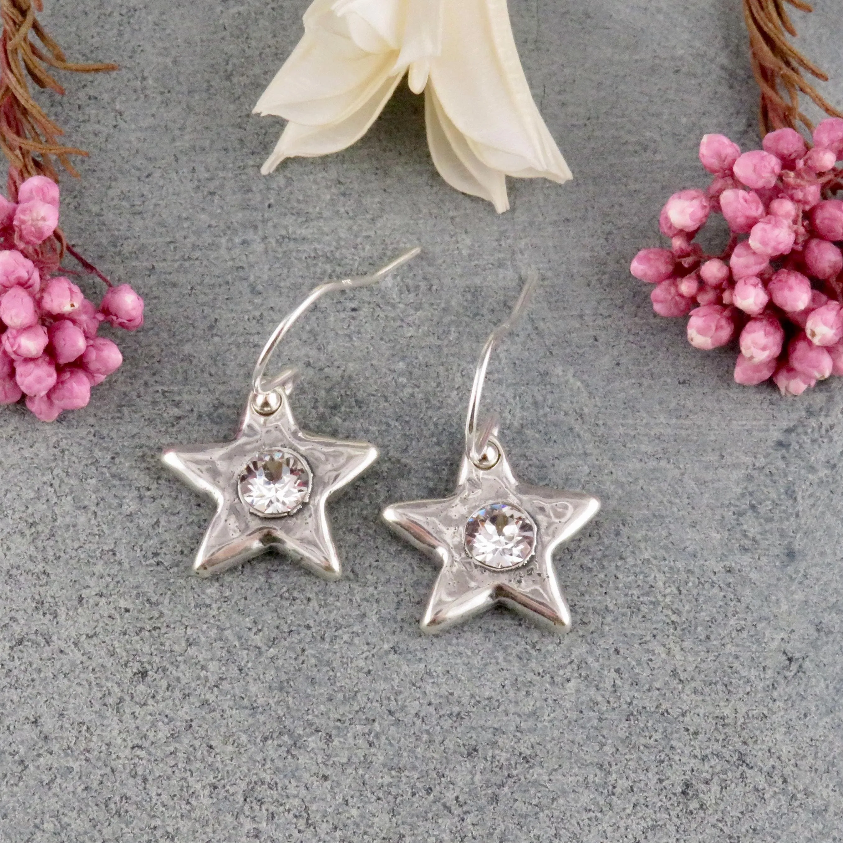 Sparkling Silver Stars Earrings