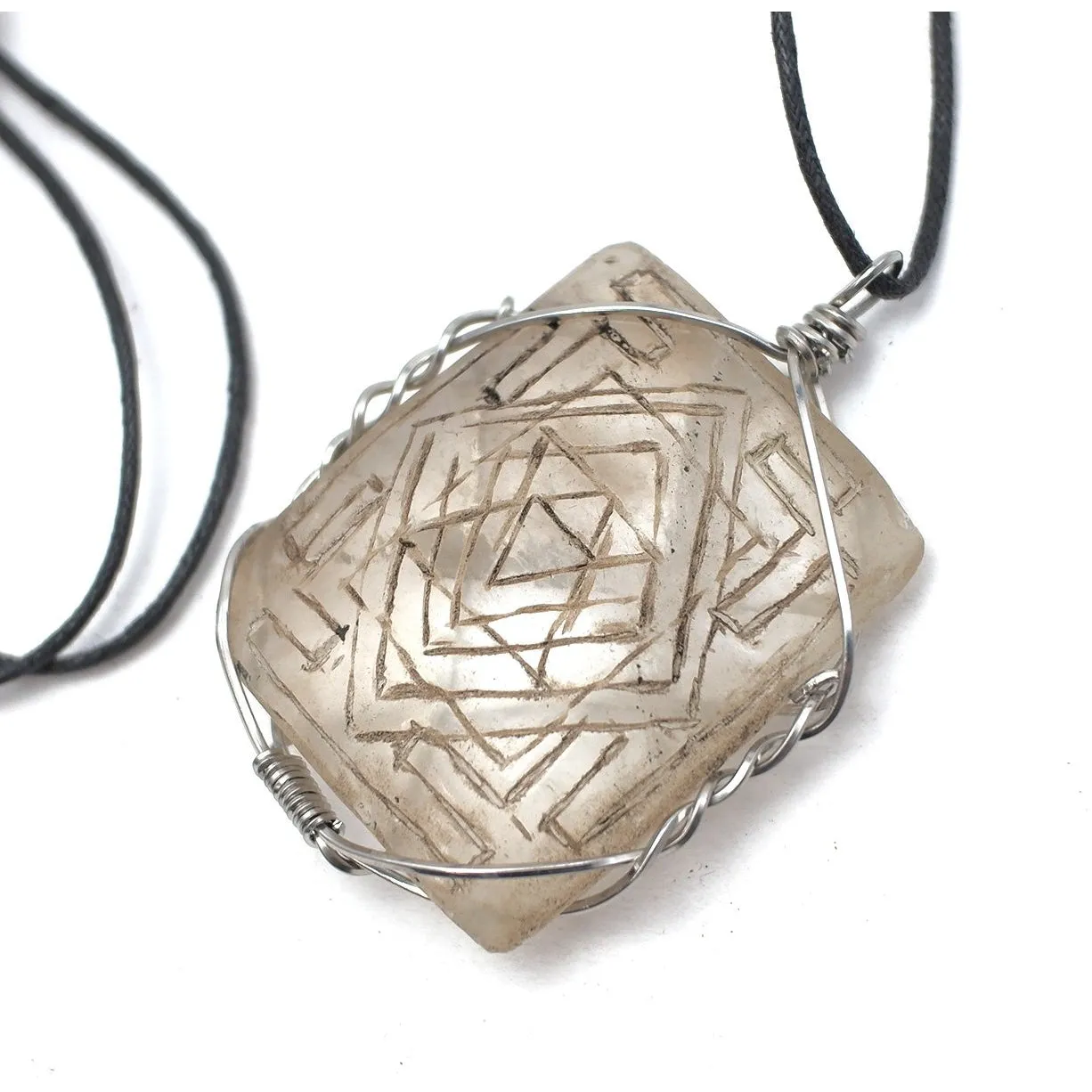 Sri Yantra Quartz Pendant Necklace