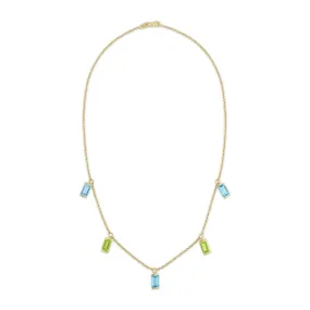 Statement Bonbon Necklace in Peridot and Blue Topaz
