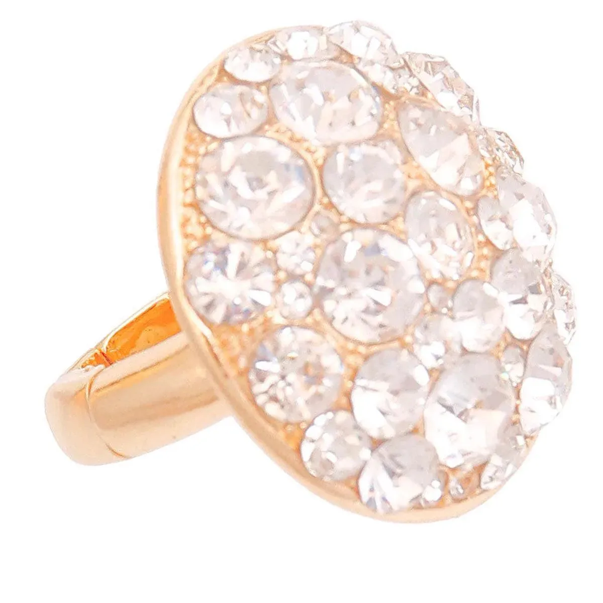 Statement-Making Bauble Centerpiece Cocktail Ring in Clear/Gold