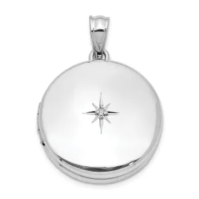 Sterling Silver 20mm Diamond Polished Round Locket