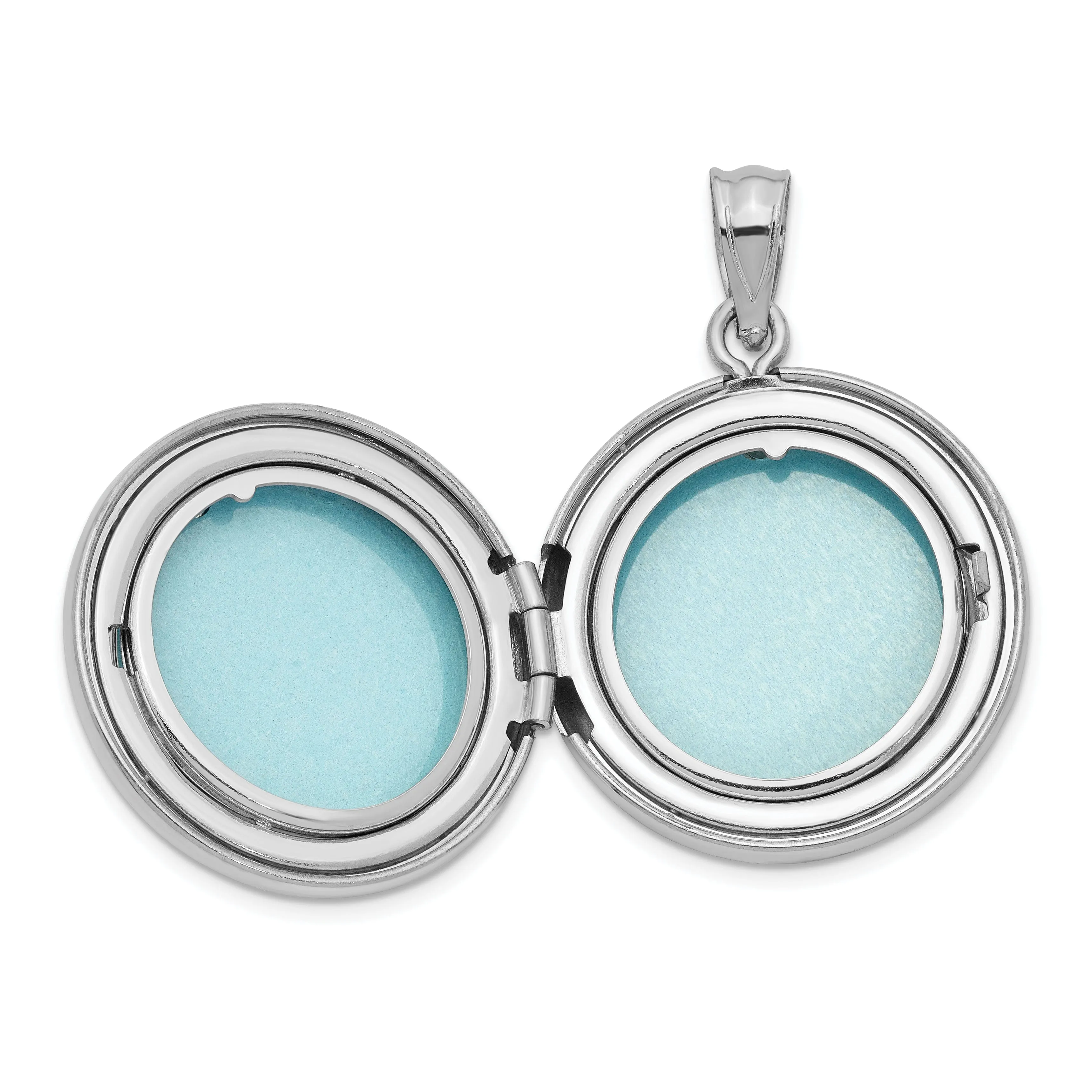 Sterling Silver 20mm Diamond Polished Round Locket