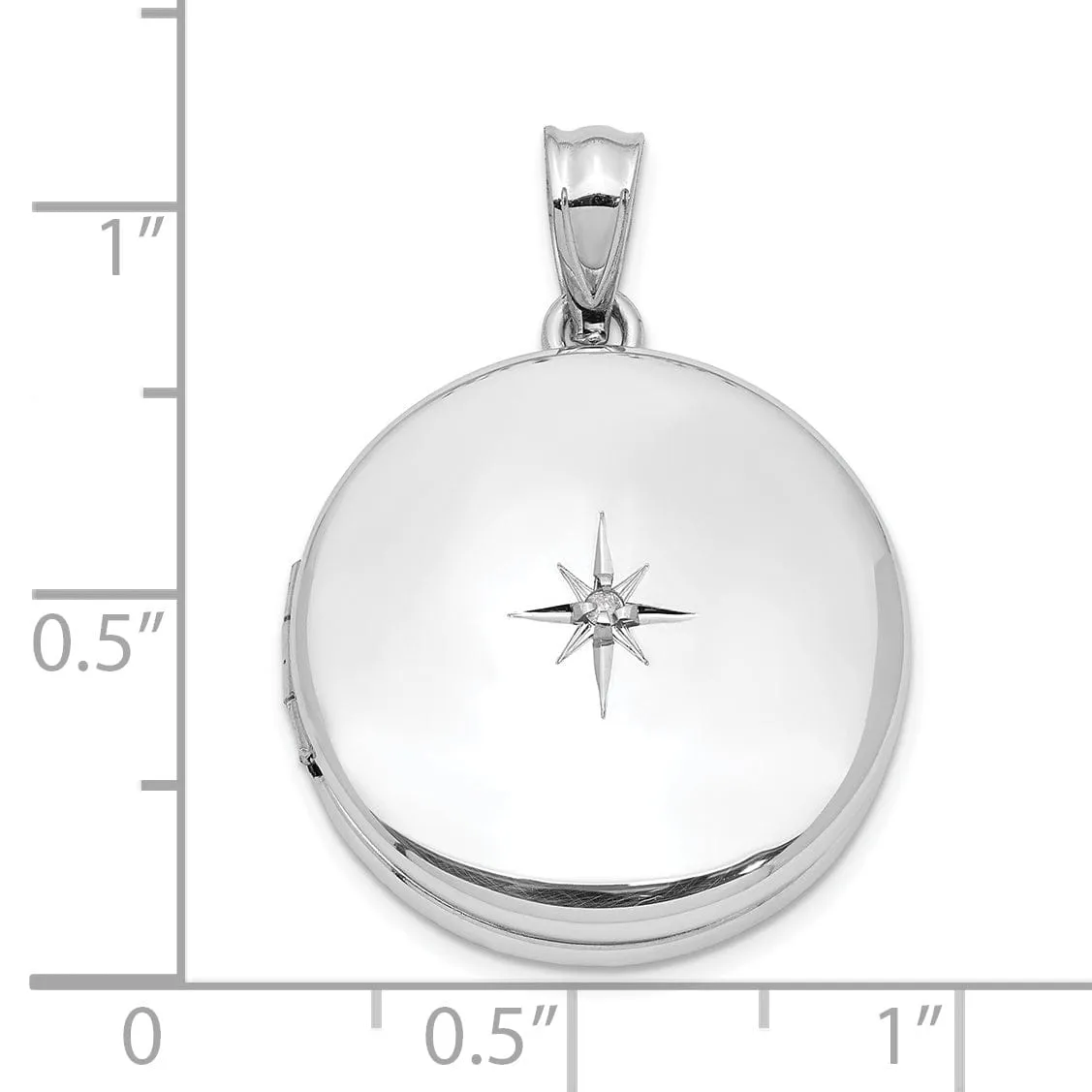 Sterling Silver 20mm Diamond Polished Round Locket