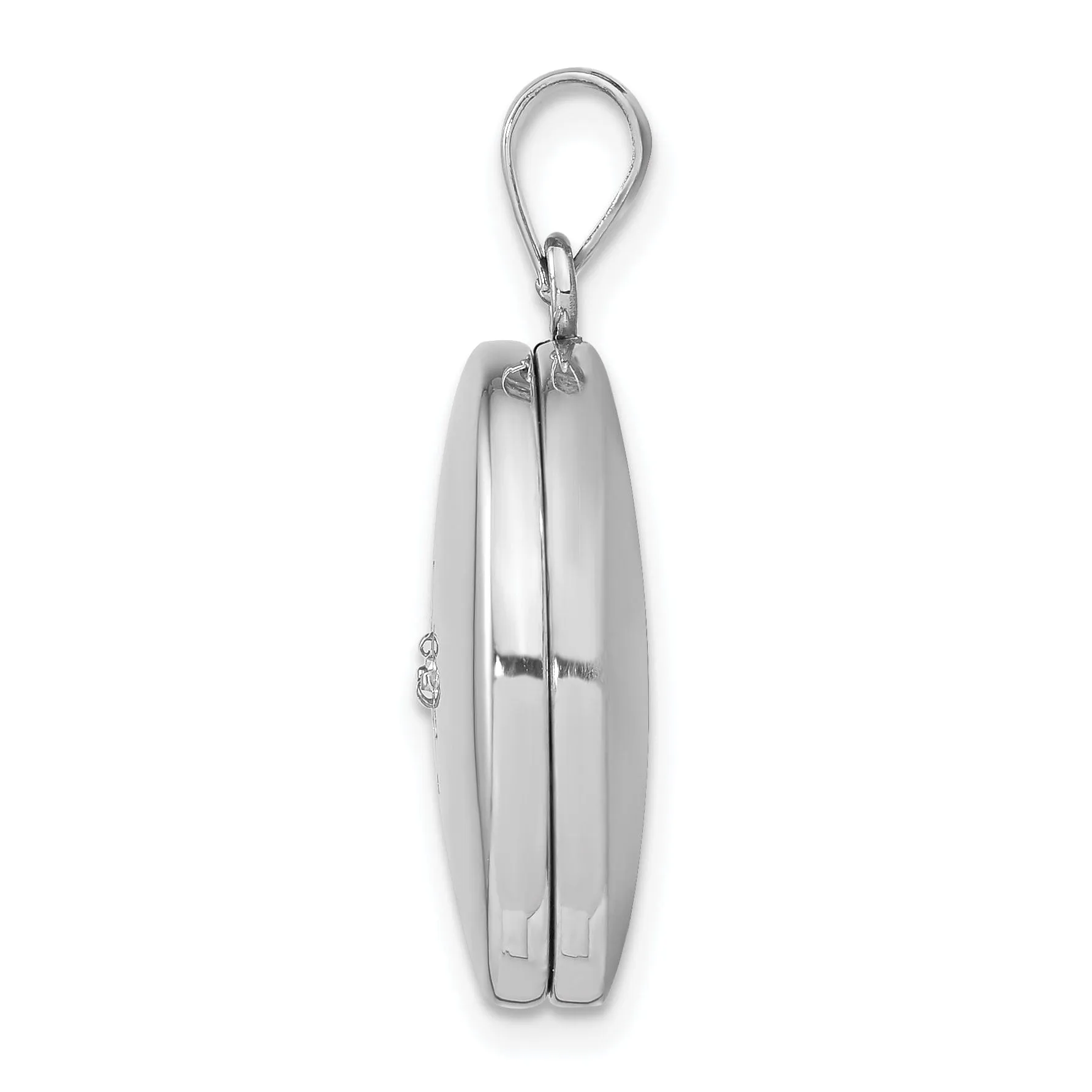 Sterling Silver 20mm Diamond Polished Round Locket