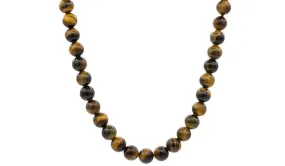 Sterling Silver 90's Style Mini Adjustable Tigers Eye Natural Gemstone Necklace