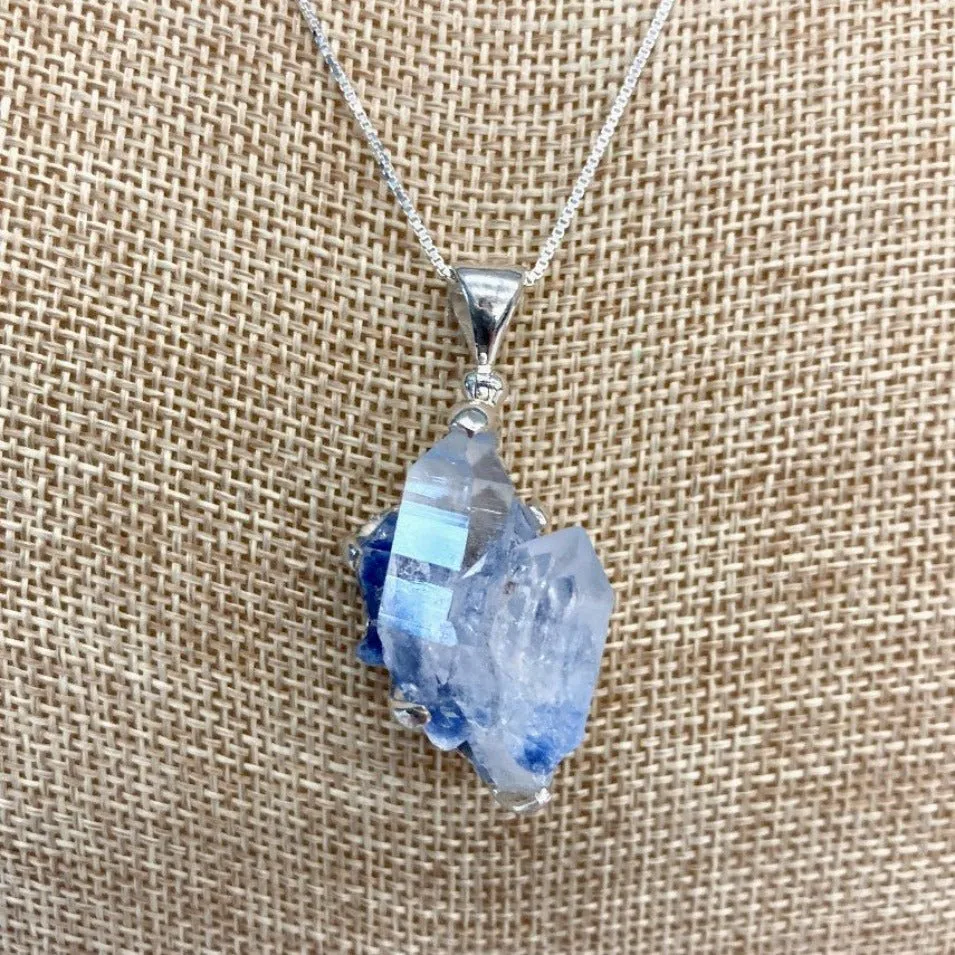 Sterling Silver Blue Dumortierite Quartz Pendant Necklace