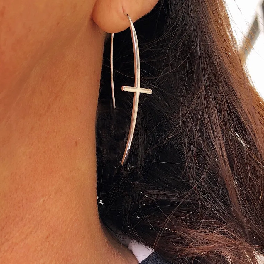 Sterling Silver Cross Earrings - Quick Ship