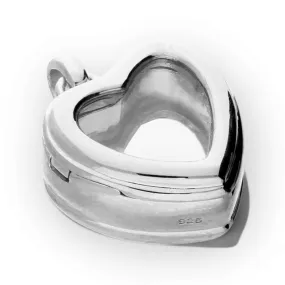 Sterling Silver Floating Glass Heart Memorial Locket