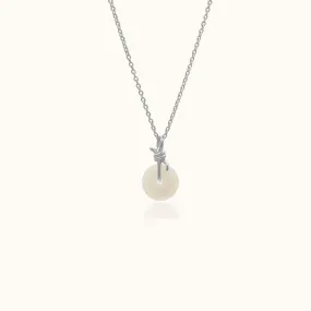 Sterling Silver Knot Necklace with White Jade