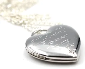 Sterling Silver Oval Diamond Engraved Heart Locket 2 pictures   Chain